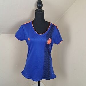 Adidas Colombia  Soccer Jersey 2018 Blue Orange Away Team Shirt L